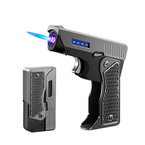 Dual Use Of Gas And Electricity Folding jet Torch Lighter Dual Arc Lighter Inflatable Rechargeable Cigar Lighter