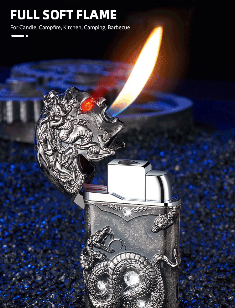 New Design Manufacturer Double Flame Soft flame metal lighter Cigar Lighter