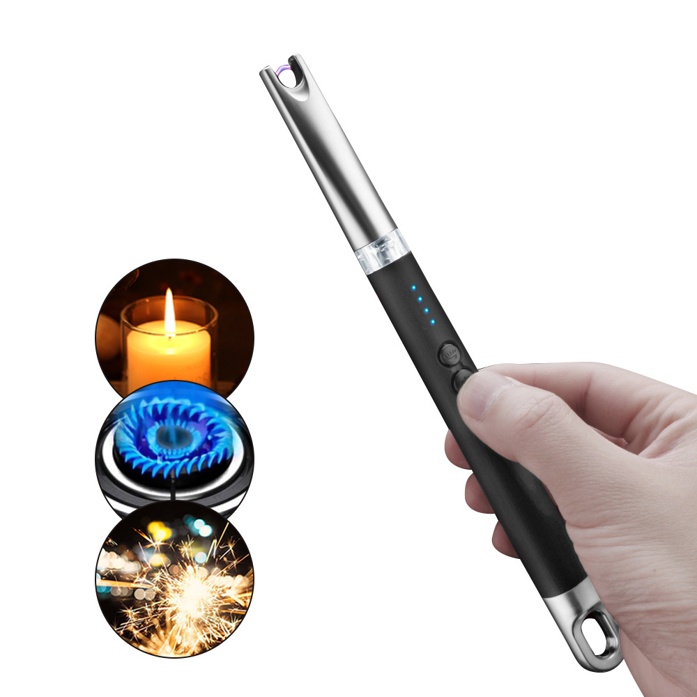 usb rechargeable arc bbq lighter Suspensible candle electric lighter with LED battery indicator