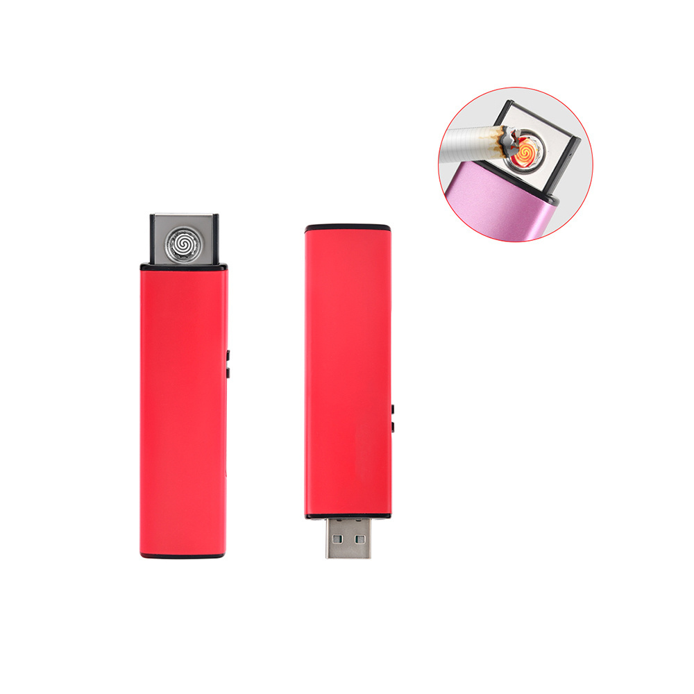 USB Lighter Environmental Lighter Windproof Push-pull Electronic Rechargeable Lighter Portable Thin Style Metal Cigarettes