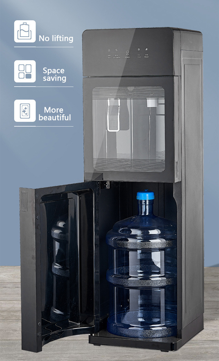 bottom loading bottled style hot cold water dispenser/Vertical water dispenser heating and cooling/Three taps water dispenser