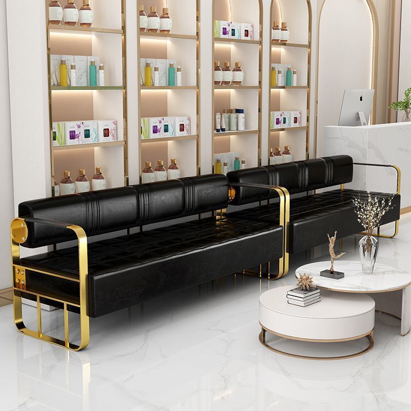 Gold salon furniture set Barbershop waiting chair Modern design luxury clothing store office reception lounge sofa