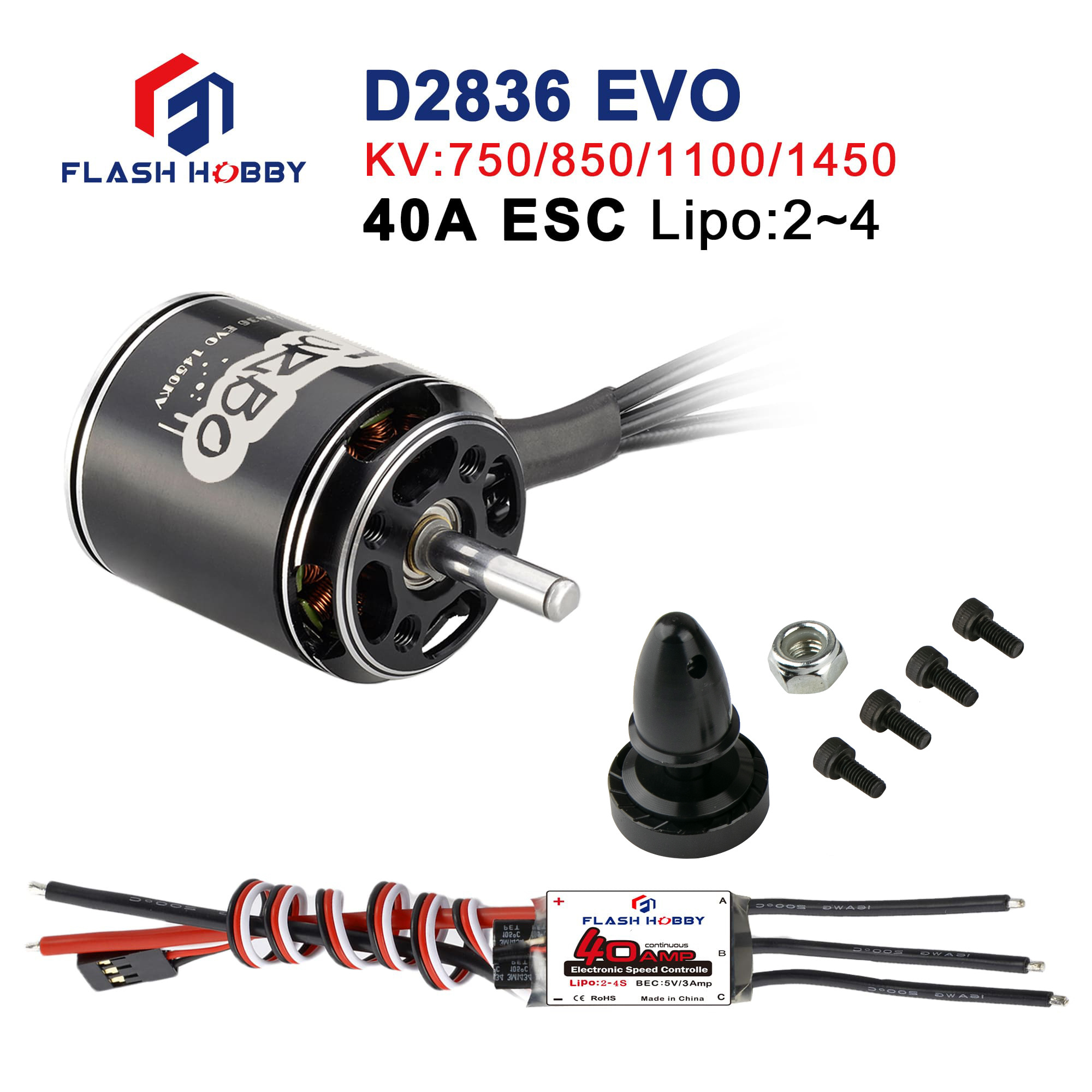 FLASHHOBBY D2836EVO 2836 1450KV 24v 48v Electric Skateboard Brushless Dc Motor spindle motor wheel hub motor