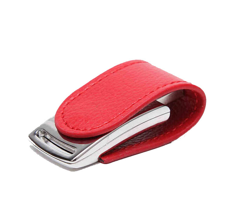 New PU Leather Metal Keychain Pendant Style USB Flash Drive Leather USB Stick