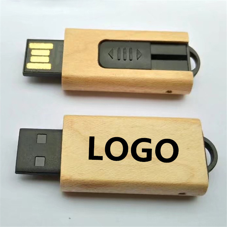 Wood usb stick push & pull  usb 2.0 flash drive with factory price