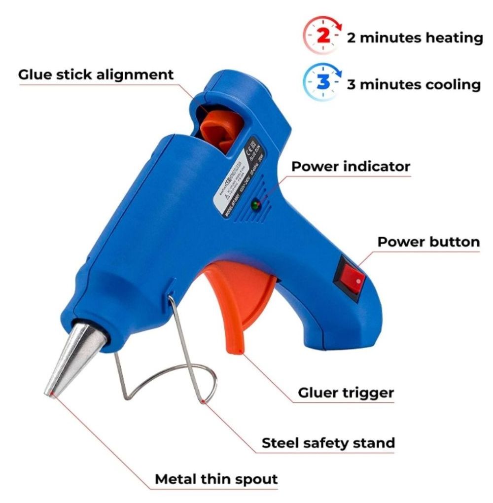 DIY  High Temp Gluing Pen for Crafts,20W Hot Melt Glue Guns  Safe for Kids  With 25Pcs Glue Sticks