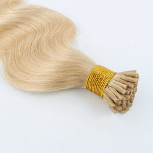 Blonde I tip Hair Extension Micro Bead Hair Extensions From India, Glue in Straight Hair Permanent Extensions U tip / Flat tip