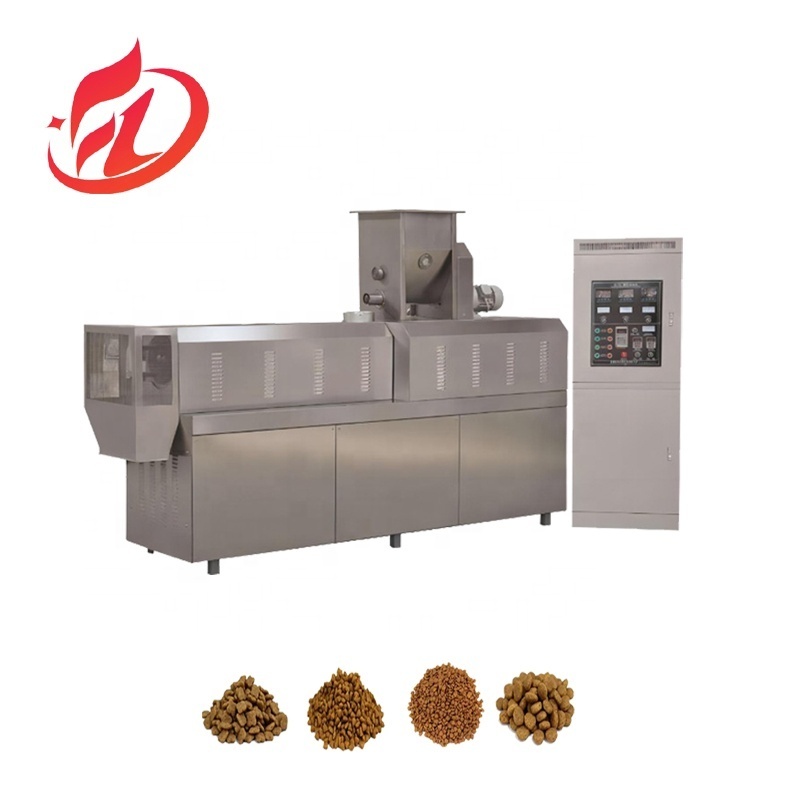 Fully Automatic Dry Dog Cat Pet Food Production Line Animal Feed Pellet Making Machine With Twin Screw Extruder