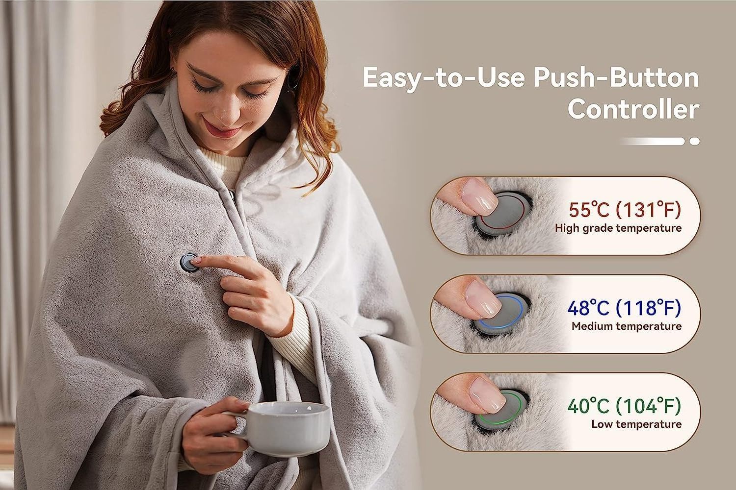 USB Heated Blanket, Portable Cordless Wearable Heated Shawl Throw Blanket, Battery Operated Heated Blanket