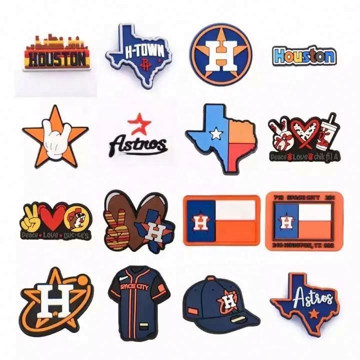 Wholesale Custom pvc charms Texas Houston Shoe Charms Clog Decoration Women Shoes 2024 Accessories