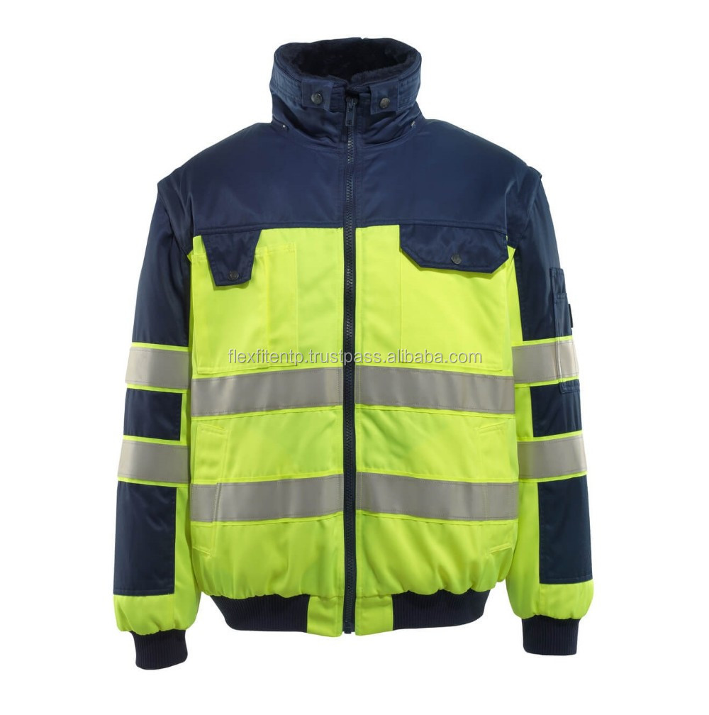 Mens Security Jacket Winter Casual High Visibility Jacket Reflective Tape Safety Security Work Coats and Jackets for Men