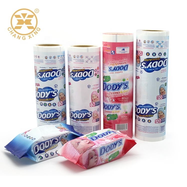 Custom Printed Anti Leak High Barrier Wet Paper Tissue Packaging Roll Film Soap Diapers Alcohol Pad Plastic Wrap Film