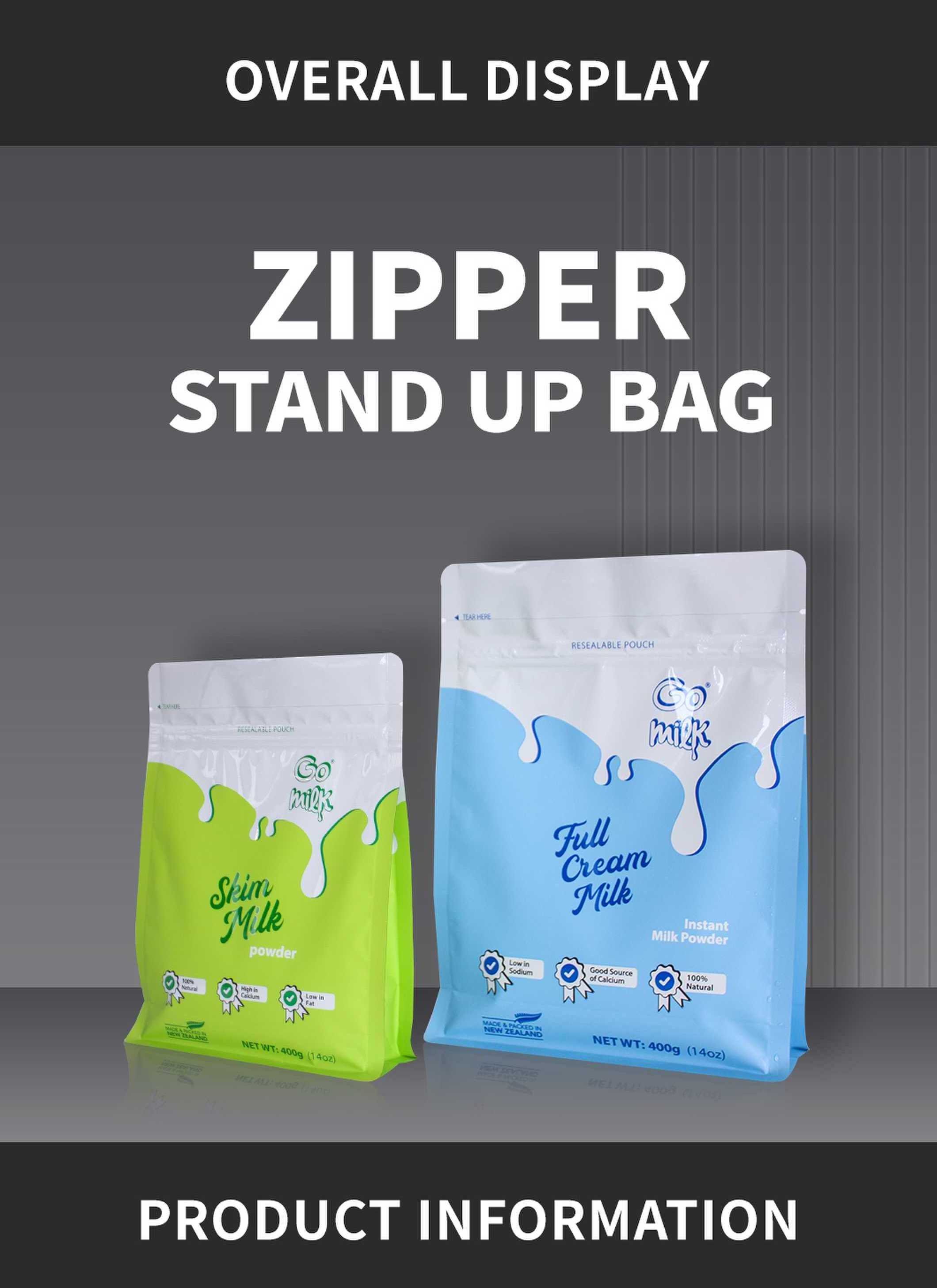 100g 500g 1kg Custom Print Stand Up Zipper Flat Bottom Pouch Milk Sachet Supplements Whey Protein Pouch Powder Packaging Bag