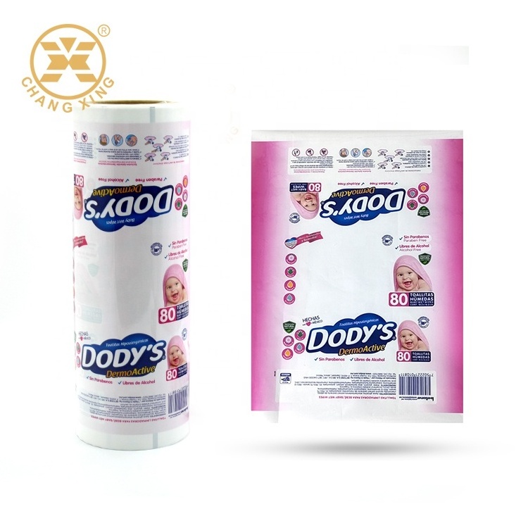 Custom Printed Anti Leak High Barrier Wet Paper Tissue Packaging Roll Film Soap Diapers Alcohol Pad Plastic Wrap Film