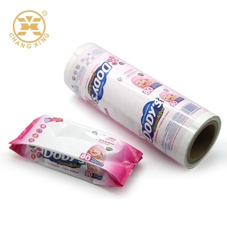 Custom Printed Anti Leak High Barrier Wet Paper Tissue Packaging Roll Film Soap Diapers Alcohol Pad Plastic Wrap Film