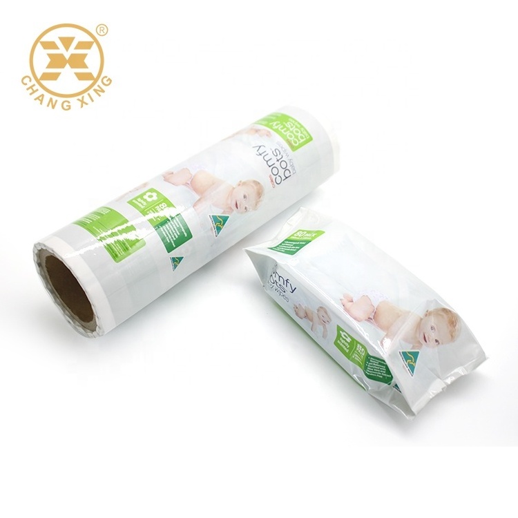 Changxing Pack Baby Facial Clean Tissue Package Laminated Roll Film Flexible Package Sachet Roll Film For Automatic Machine