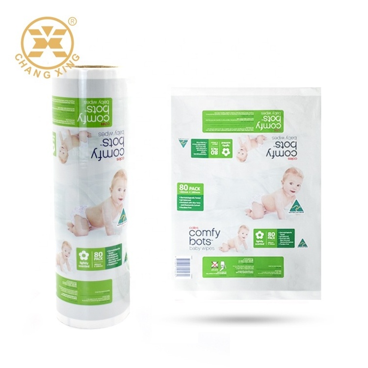 Changxing Pack Baby Facial Clean Tissue Package Laminated Roll Film Flexible Package Sachet Roll Film For Automatic Machine