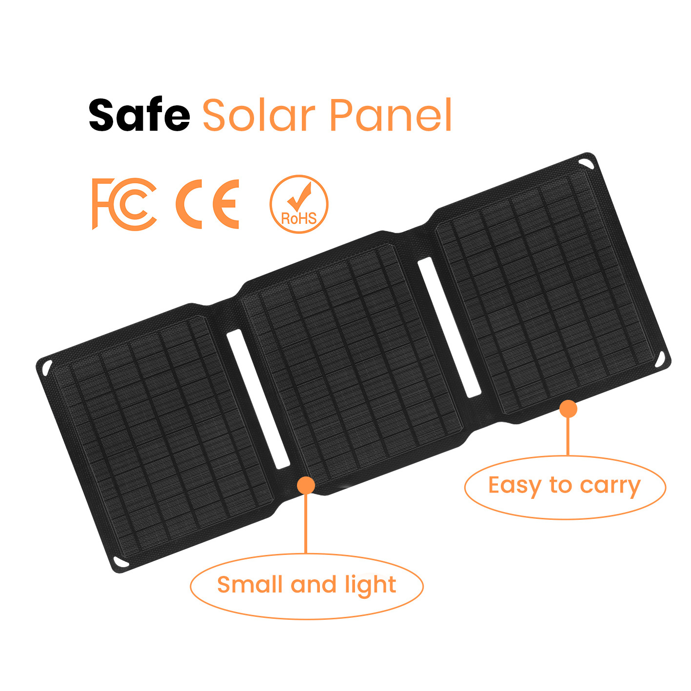 FlexSolar 15W Portable Solar Charger/ Small Waterproof Solar Panel/ Folding Solar Charger