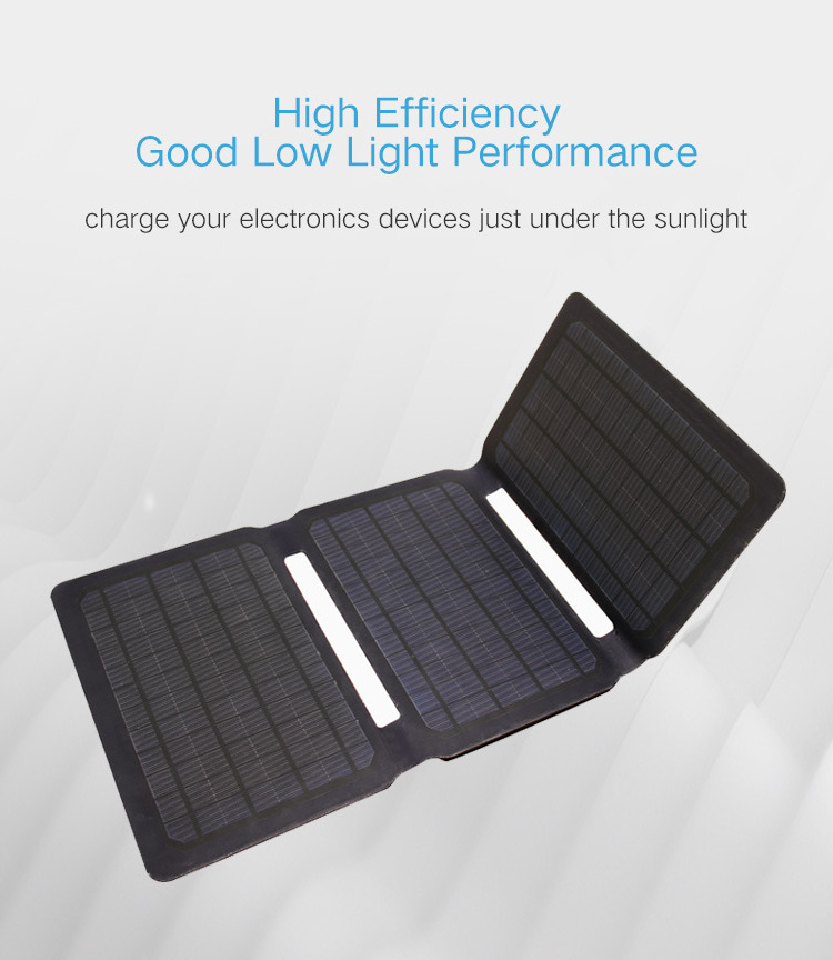 Flextech Fast Charging Foldable Mono Solar Panel Solar Portable Charger 5V 2A Solar Cell Charger Panel 20W For Travelling