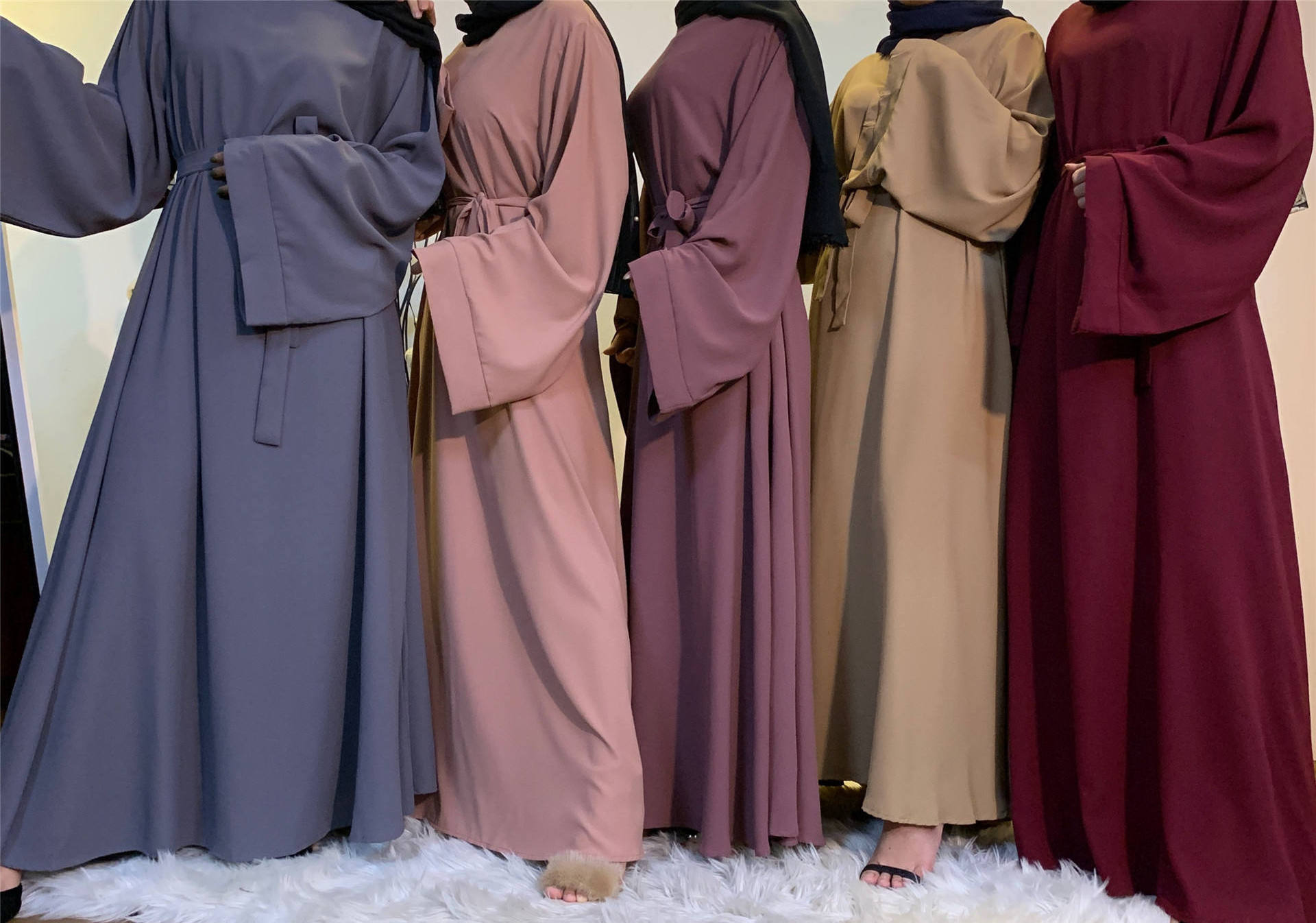 2024 Eid New Abaya Design Arab Turkish Jilbab qatar abaya designs Muslim Women Islamic Dresses Plain Color Elegant Abaya