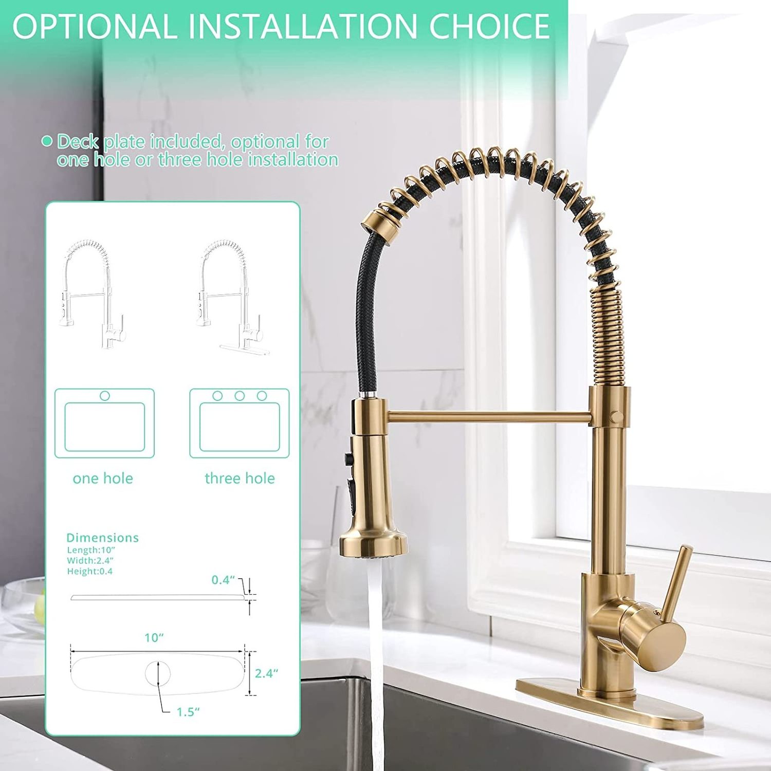 Contemporary Flexible Faucets Gold Hot And Cold Water Mixer Tap Pull Down Sprayer Kitchen Sink Faucets Pull Out Spring