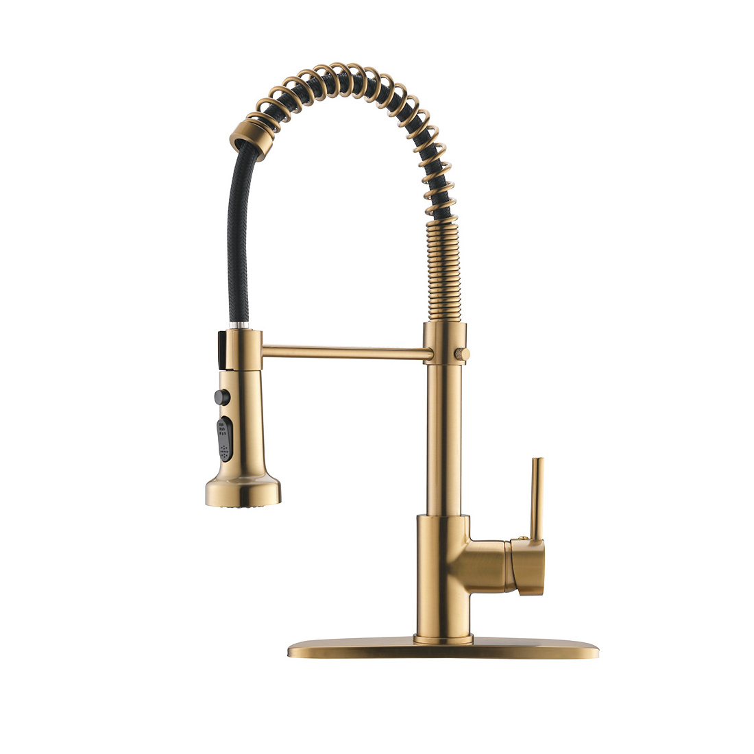 Golden Faucet Pull Down Kitchen Water Tap Single Handle Sink Mixer Brass Tap Pull Out Kitchen Faucet with Deck Carton Packing