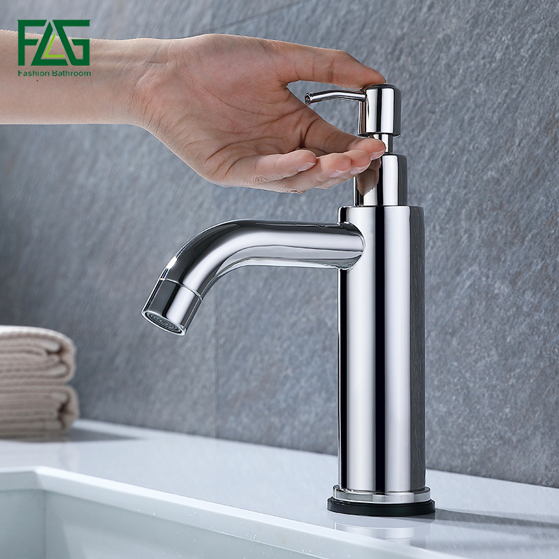 High quality new style single hole artistic mirror finishing silver kitchen sink touch faucets with soap dispenser