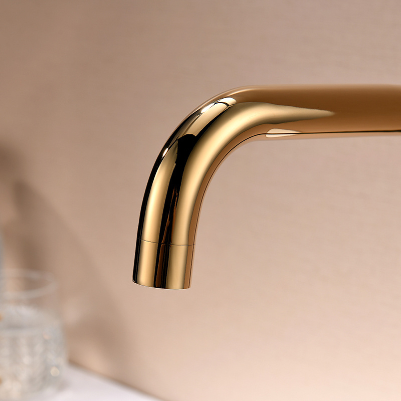 stainless steel Low pressure titanium gold finishing single hole double faucet kitchen sink rose gold kitchen faucet