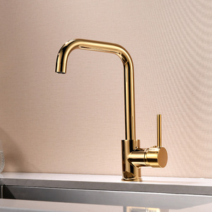 stainless steel Low pressure titanium gold finishing single hole double faucet kitchen sink rose gold kitchen faucet