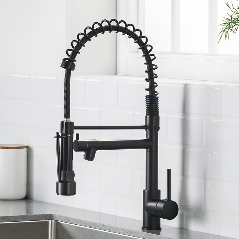 Commercial copper pull out sink mixer kitchen faucet,Black kitchen taps faucet with Pull Down Sprayer