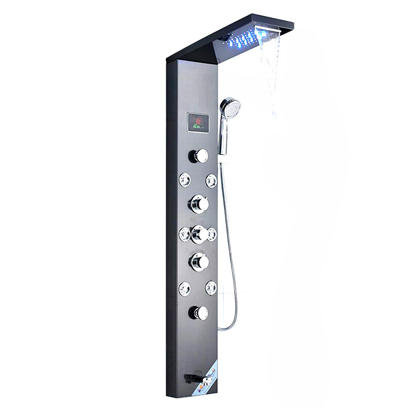 Hot sale stainless steel wall mounted bathroom panel LED rainfall waterfall shower faucet