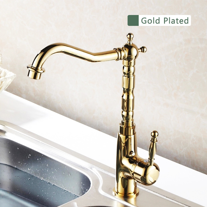 New style high quality brass single handle antique gold faucet for kitchen