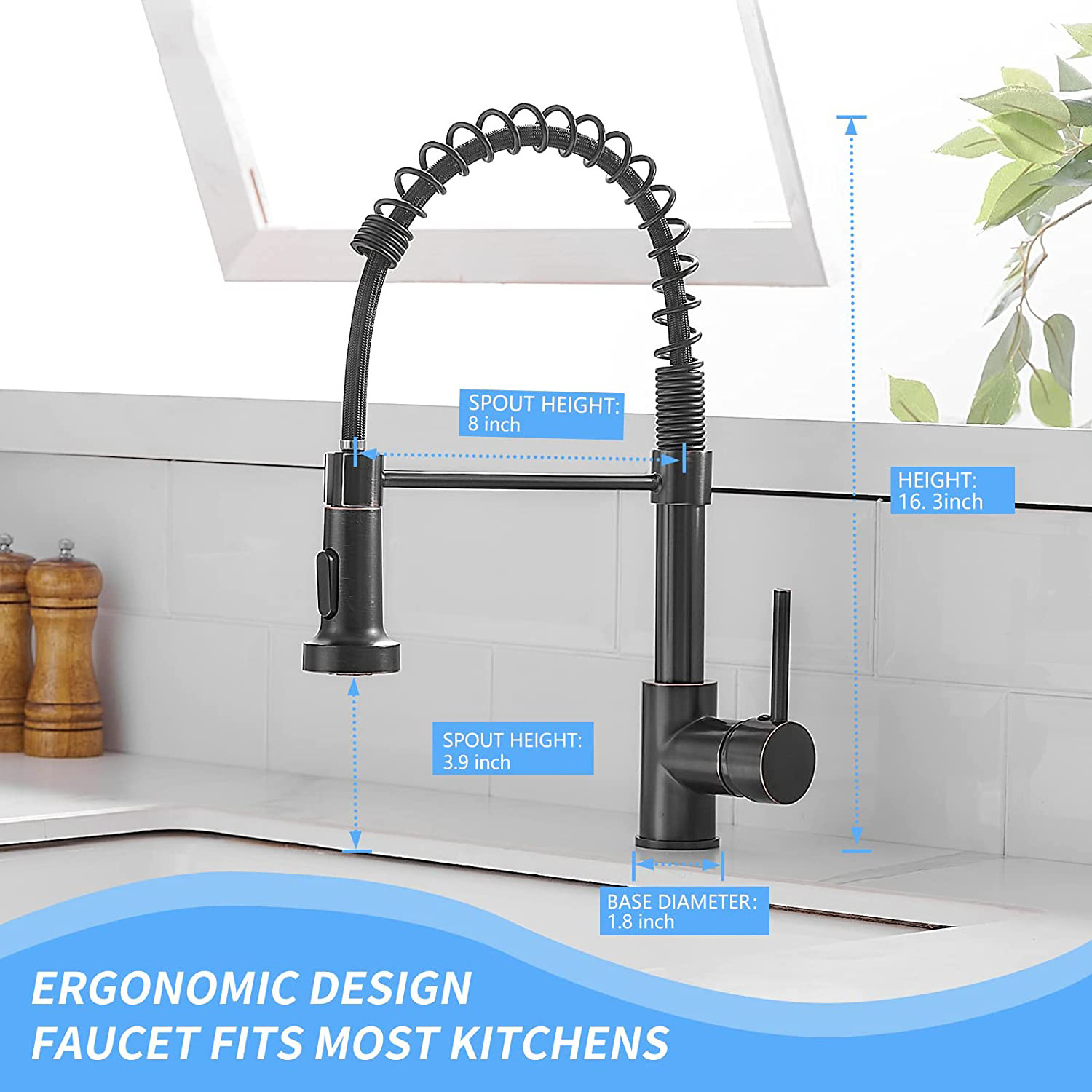 FLG Oil Surface Bronze Kitchen Faucet Commercial Single Handle Single Hole Bronze Kitchen Faucet with Pull Down Sprayer