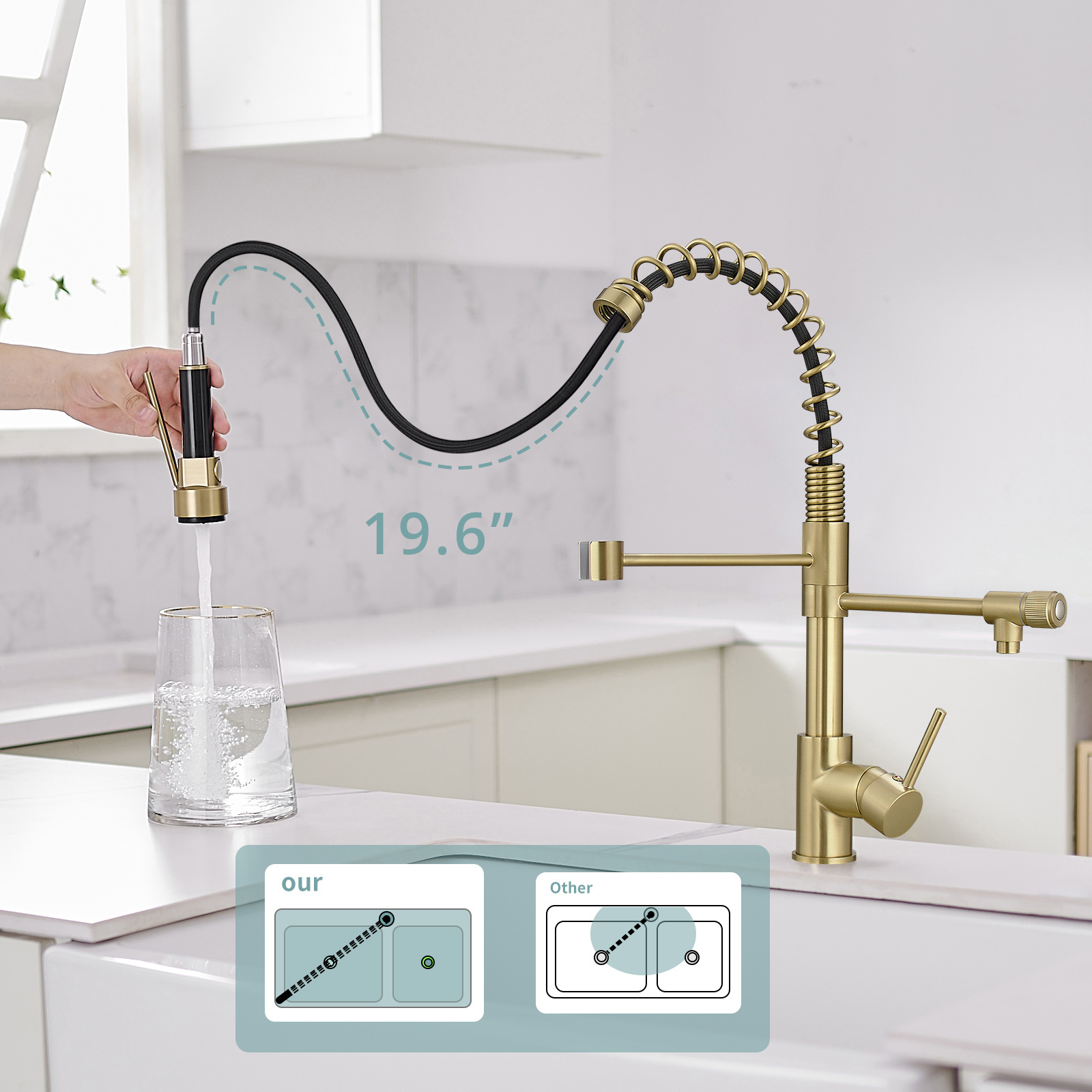 Pull Out Spray Deck-mounted Kitchen Mixer Taps Faucet for Kitchen Sink Faucets Black Gold Brass CLASSIC Modern