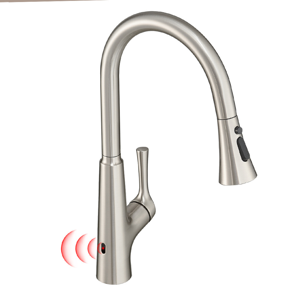 FLG Kitchen Faucet Sensors Brass Automatic Smart Touch Touchless Kitchen Taps Pull Down Kitchen Sink Faucets with Sensors