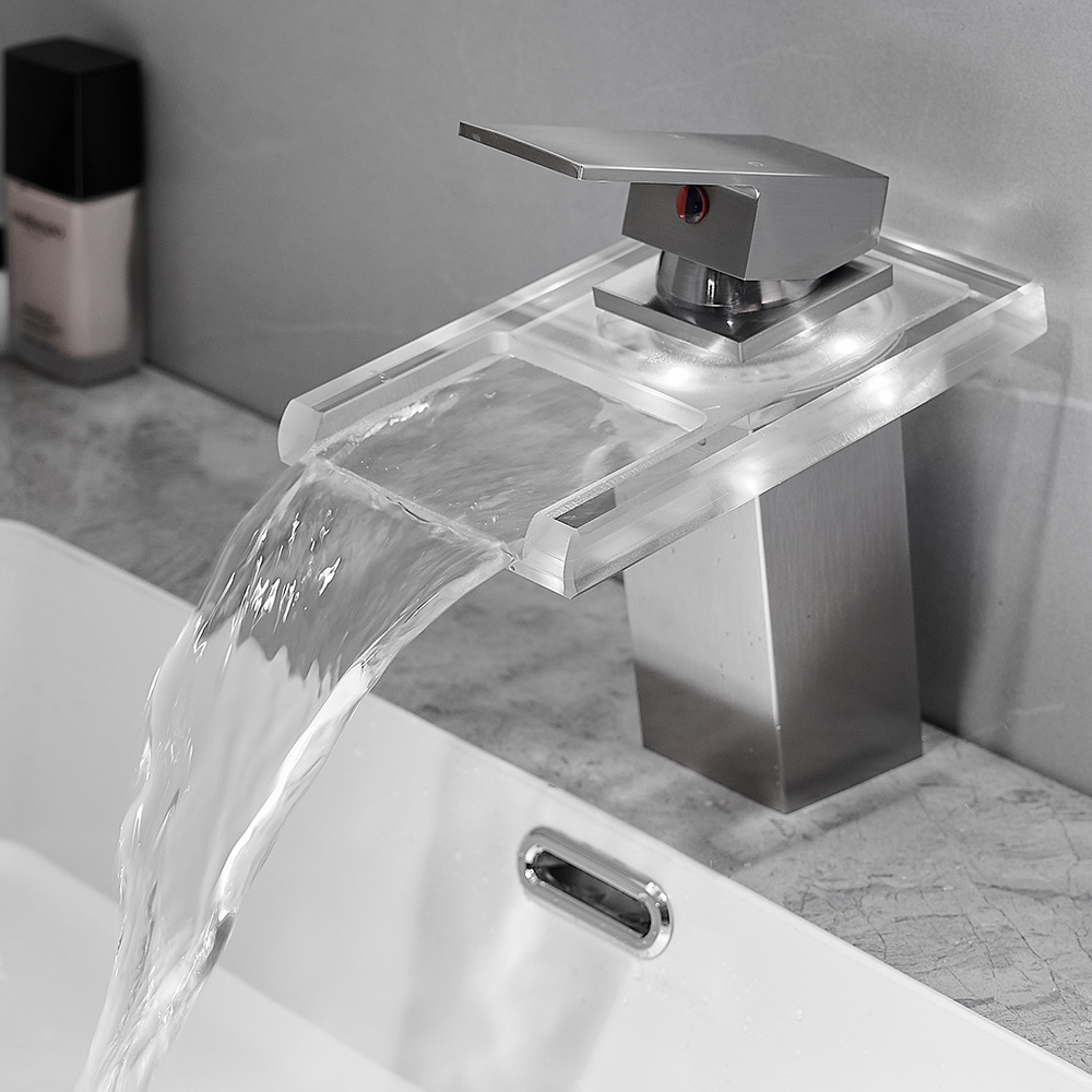 FLG brush unique designer waterfall lavatory vanity basin wash basin bathroom sink faucets for vessel sink