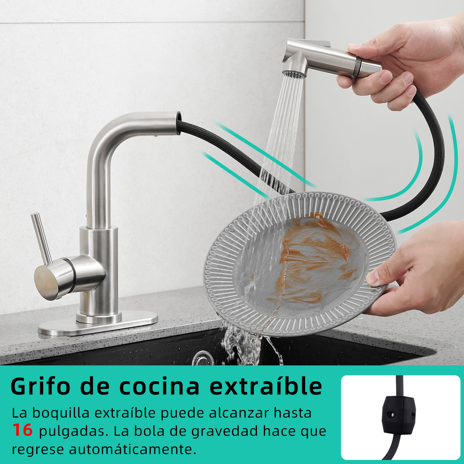 Modern Brass Stainless Steel Brushed Black Torneira Gourmet Hot Cold Water Sink Faucet Pull Out Spring Kitchen Faucets