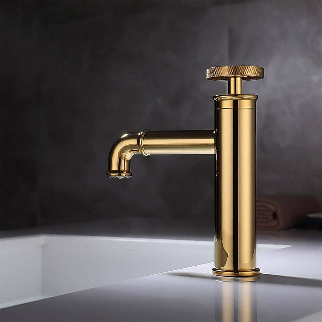 FLG Industrial Style Brass Single Hole One Handle Bathroom Basin Faucet Water Tap Mixer