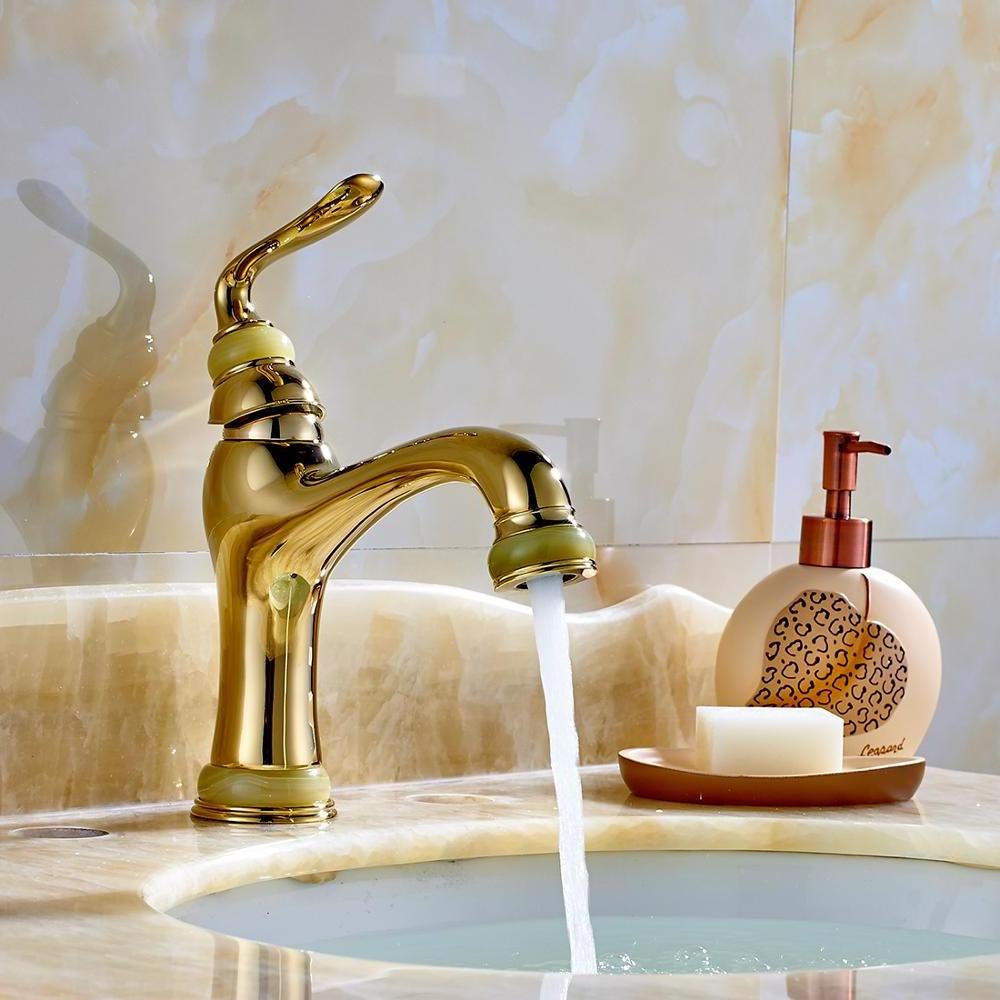 high quality beautiful golden brass bathroom water wash basin faucet