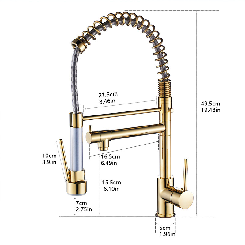 Plating Tap Kitchen Faucet Kitchen Dual Faucet Brass Ceramic Polished Bronze Luxury Modern Contemporary Watermark Pull Down Gold