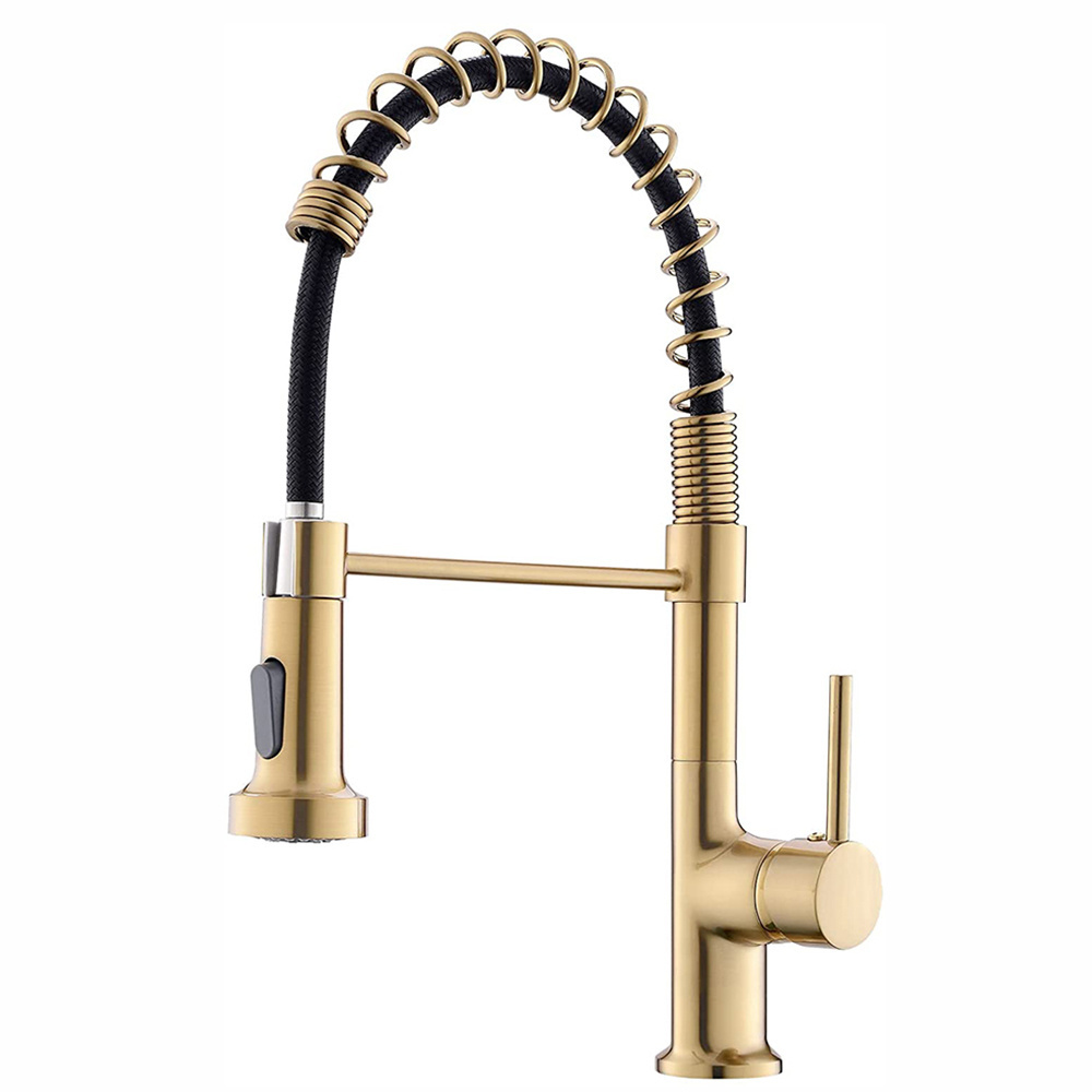 FLG Single Handle Pull Down Sprayer Laundry Kitchen Taps High Quality Brass RV Farmhouse Utility Bar  Modern Ceramic