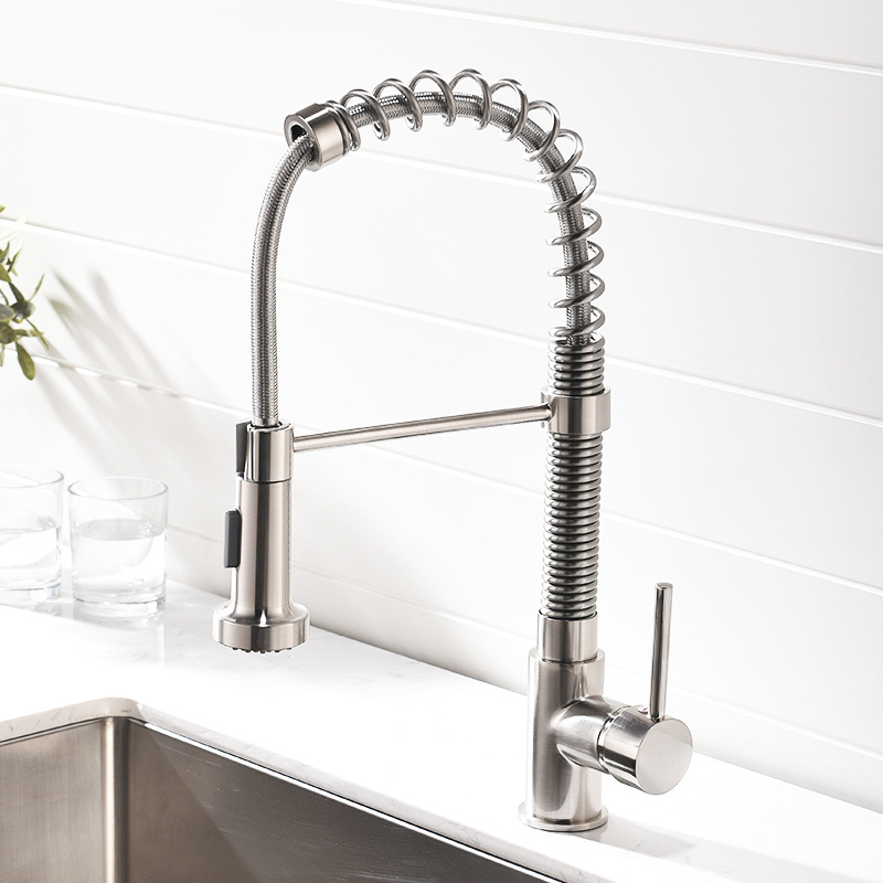 Contemporary Spring Pull Down Faucet Pull Out Sprayer Kitchen Taps Sink Faucet Kitchen Faucet