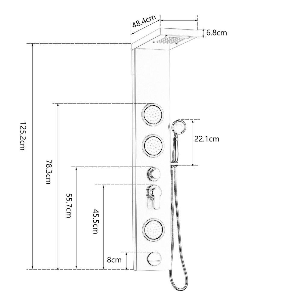 FLG wall mounted bathroom waterfall rain shower stainless steel black shower panels