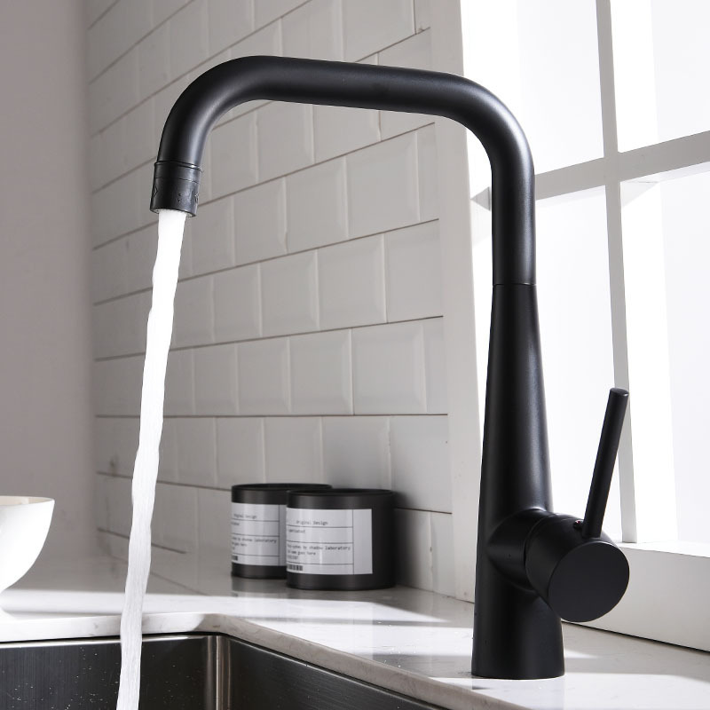 Black Kitchen Sink Faucet with Two Ways of Effluent Sprayer Kitchen Taps