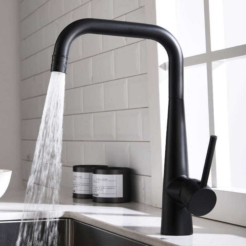 Black Kitchen Sink Faucet with Two Ways of Effluent Sprayer Kitchen Taps