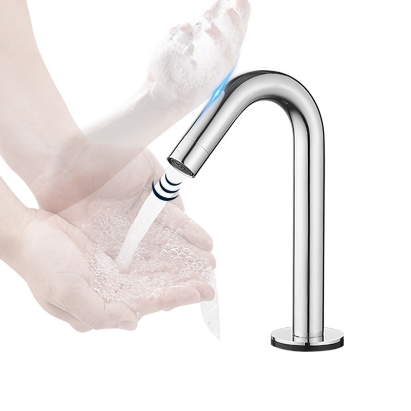 Commercial Chrome Automatic Sensor Bathroom Faucet Single Cold Mixer Touch Sensor Faucet