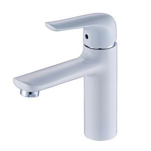 FLG Basin Sink Brass Body White Water Tap Faucet for Single Handle