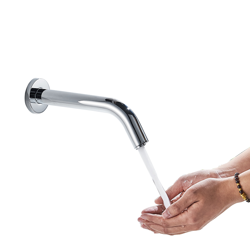 FLG Modern washbasin automatic chrome brass single basin sensor water tap wall mounted kitchen faucet