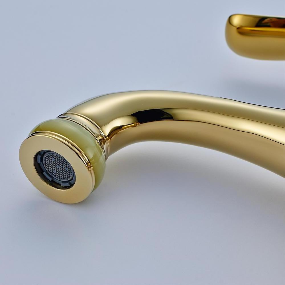 high quality beautiful golden brass bathroom water wash basin faucet