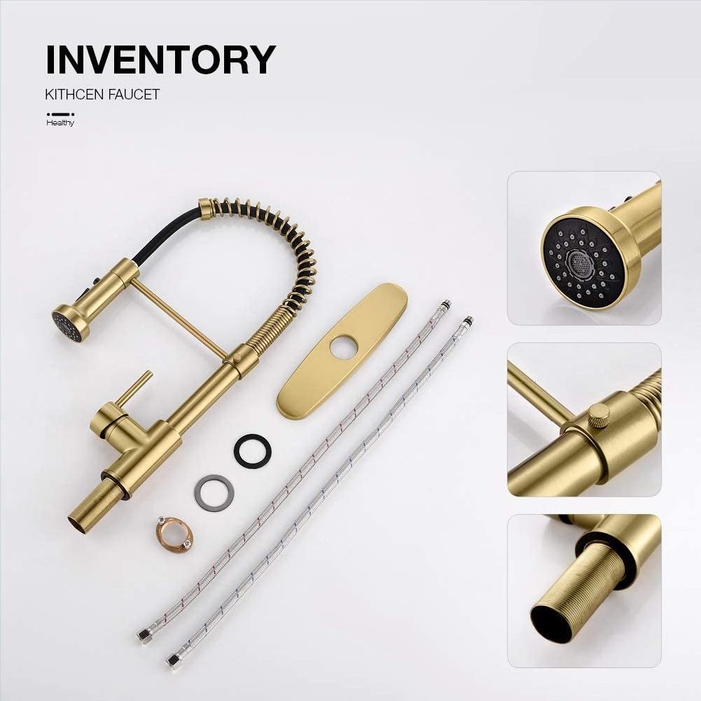 Contemporary Flexible Faucets Gold Hot And Cold Water Mixer Tap Pull Down Sprayer Kitchen Sink Faucets Pull Out Spring